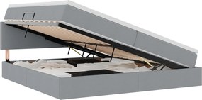 vidaXL Ágy tárolóval és matraccal Világosszürke 200 x 200 cm Faanyag