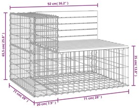 tömör impergnált fenyőfa gabion kerti pad 92x71x65,5 cm