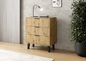 SCANDI 3S Slim komód 70x39x81.5 cm, tölgy-fekete
