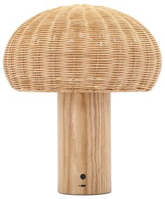 Natúr színű LED asztali lámpa rattan búrával (magasság 32 cm) – Villa Collection