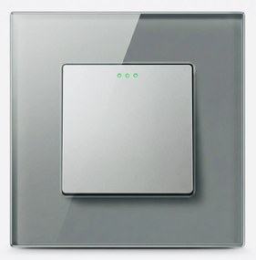 Keresztkapcsoló szimpla fali szürke üveg kerettel Luuna