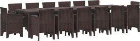 vidaXL Kert étkező szett 15 pcs Barna Polt rattan