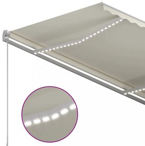 krémszínű kézzel kihúzható LED-es napellenző 3 x 2,5 m