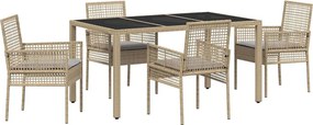 vidaXL Kert étkező szett 5 pcs Bézs polirattan