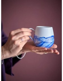 Fehér-kék kőedény csésze szett 4 db-os 250 ml Lyre – Bloomingville