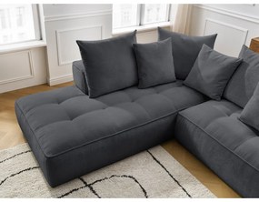Sötétszürke zsenília sarokkanapé (jobb oldali-L alakú) Whesley – Bobochic Paris