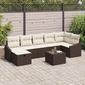Kerti Kanapé Szett 8 pcs Barna 55 x 62 x 69 cm Poli rattan