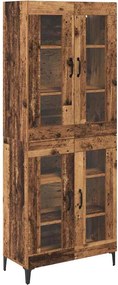 vidaXL Magasfiú Falra szerelhető Öreg fa 69,5 x 34 x 180 cm Faanyag