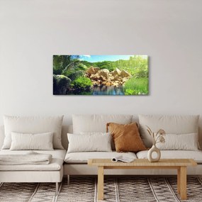 A tó képe a Seychelle-szigetek dzsungelében (120x50 cm)