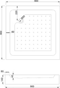 Mexen Rio 90 x 90 cm négyzet alakú zuhanykabin, fehér csíkok, króm + tálca , fehér - 860-090-090-01-20-4510
