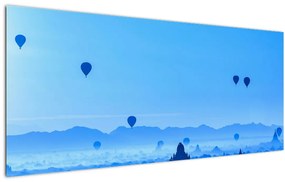 Kép - léggömbök a táj felett (120x50 cm)