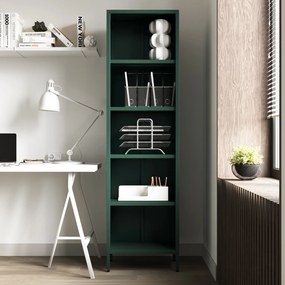 Könyvespolc MARIO, 500 x 1800 x 350 mm, Modern: palack zöld szín