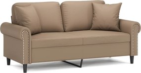 vidaXL 2 személyes cappuccino színű műbőr kanapé díszpárnákkal 140 cm