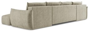 Bézs zsenília kinyitható sarokkanapé (U alakú) Leila – Makamii