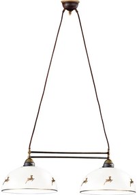 Kolarz 731.82.151 - Kábeles NONNA csillár, 2xE27/75W/230V, szarvasagancs/rózsaarany