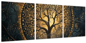 Kép – Arany aurájú fa (órával) (90x30 cm)