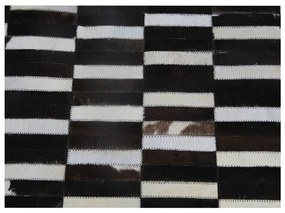 Luxus bőrszőnyeg, barna /fekete/fehér, patchwork, 171x240, bőr TIP 6