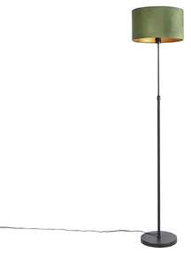 Állólámpa fekete bársony árnyékolóval zölddel és arannyal 35 cm - Parte