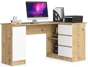 Sarok PC asztal Bevin (artisan tölgy  + fehér) (J). Akció -15%. 1070971