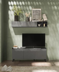TRAY Szürke - Ólom alacsony Komód 3 ajtós 181 cm