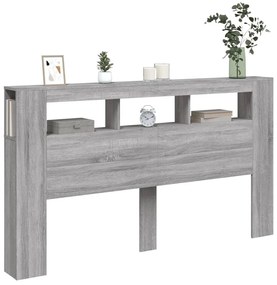 szürke sonoma szerelt fa LED-es fejtámla 180x18,5x103,5 cm
