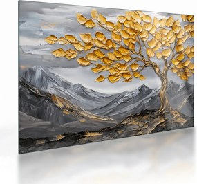 Üveg kép – Fa arany levelekkel (70x50 cm)