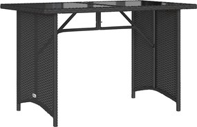 vidaXL fekete polyrattan üveglapos kerti asztal 110x68x70 cm