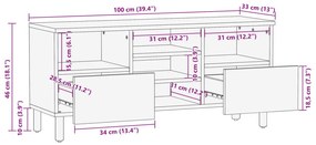 TV Szekrény 100x33,5x46 cm Tömör Akácfából