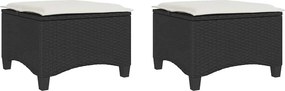 vidaXL 2 db fekete polirattan kerti székek párnákkal 55x55x36 cm