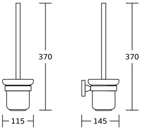 AQUALINE SB208 Samba fali WC kefe, tejes színű üveg, fekete