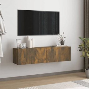 Füstös tölgyszínű szerelt fa fali tv-szekrény 120 x 30 x 30 cm