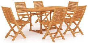 vidaXL 7 részes tömör tíkfa kerti étkezőgarnitúra