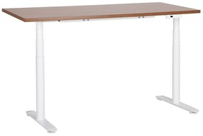 Sötétbarna és fehér elektromosan állítható íróasztal 160 x 72 cm DESTINAS Beliani
