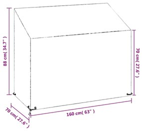 2 db polietilén kerti padhuzat 8 fűzőlyukkal 160x70x70/88 cm