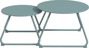 Outsunny 2 db-os Összerakható Kerti Asztal Szett Kerek Fém Kültéri Oldalasztalok Kék Epoxi Antikorrozív Bevonattal Erkélyre Teraszra Kertbe | Aosom