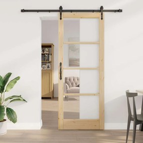 Egyszerű Csúszó Ajtó Barna 83 x 211 cm Fa és fém