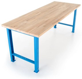 Állítható magasságú műhelyasztal Basic, 220 x 80 cm, kék - ral 5012