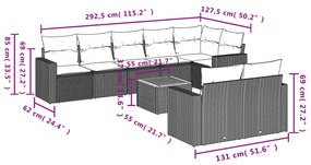 9 részes bézs polyrattan kerti ülőgarnitúra párnákkal