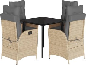 vidaXL 5 részes vegyes bézs polyrattan kerti étkezőgarnitúra párnákkal