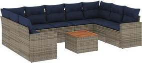 vidaXL 10 részes szürke polyrattan kerti ülőgarnitúra párnával