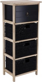 Fa polc Azálea 3 kosárral fekete mdf fa paulownia univerzális