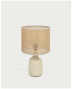 Krémszínű-natúr színű kerámia asztali lámpa (magasság 46 cm) Erna – Kave Home