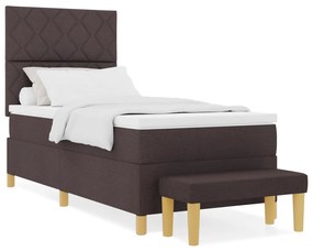 Box Spring Ágy Matraccal és Pad Kiegészítő Sötétbarna 90x200 cm Szövet