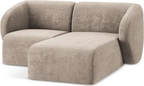 Világosbarna zsenília sarokkanapé (jobb oldali-heverő résszel) Lani – Makamii