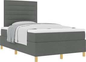 vidaXL Boxrugós ágy matracmal Sötétszürke 120 x 190 cm szövet