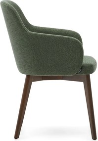 Sötétzöld kárpitozott karfás étkezőfotel Nelida – Kave Home