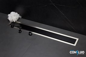 Pestan zuhanyfolyóka Confluo Premium Line FEKETE üveg 85 cm