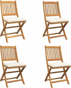 vidaXL Összecsukható szék 4 pcs Fehér 49 x 57.5 x 92cm Tömör akácfa