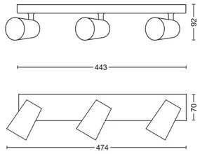 Philips 50573/31/PN - LED Spotlámpa MYLIVING PAISLEY 3xGU10/5,5W/230V