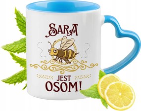 Sarah Kék Bögre Szív Alakú Füllel Ajándék Nyomtatott